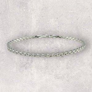 925 ITALY Sterling Silver Diamond Cut 2.75mm Box Chain Men's Bracelet